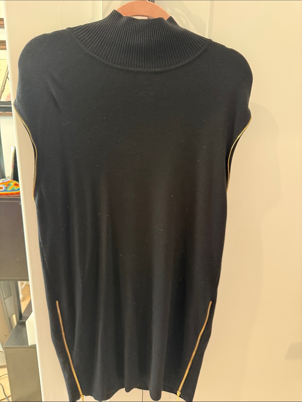 INC International Concepts Black Knit Sleeveless Zip-Accent Dress